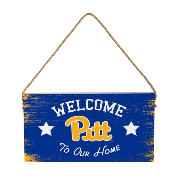 Pitt Panthers 6" x 11" Welcome Home Wood Wall Sign with Rope Hanger