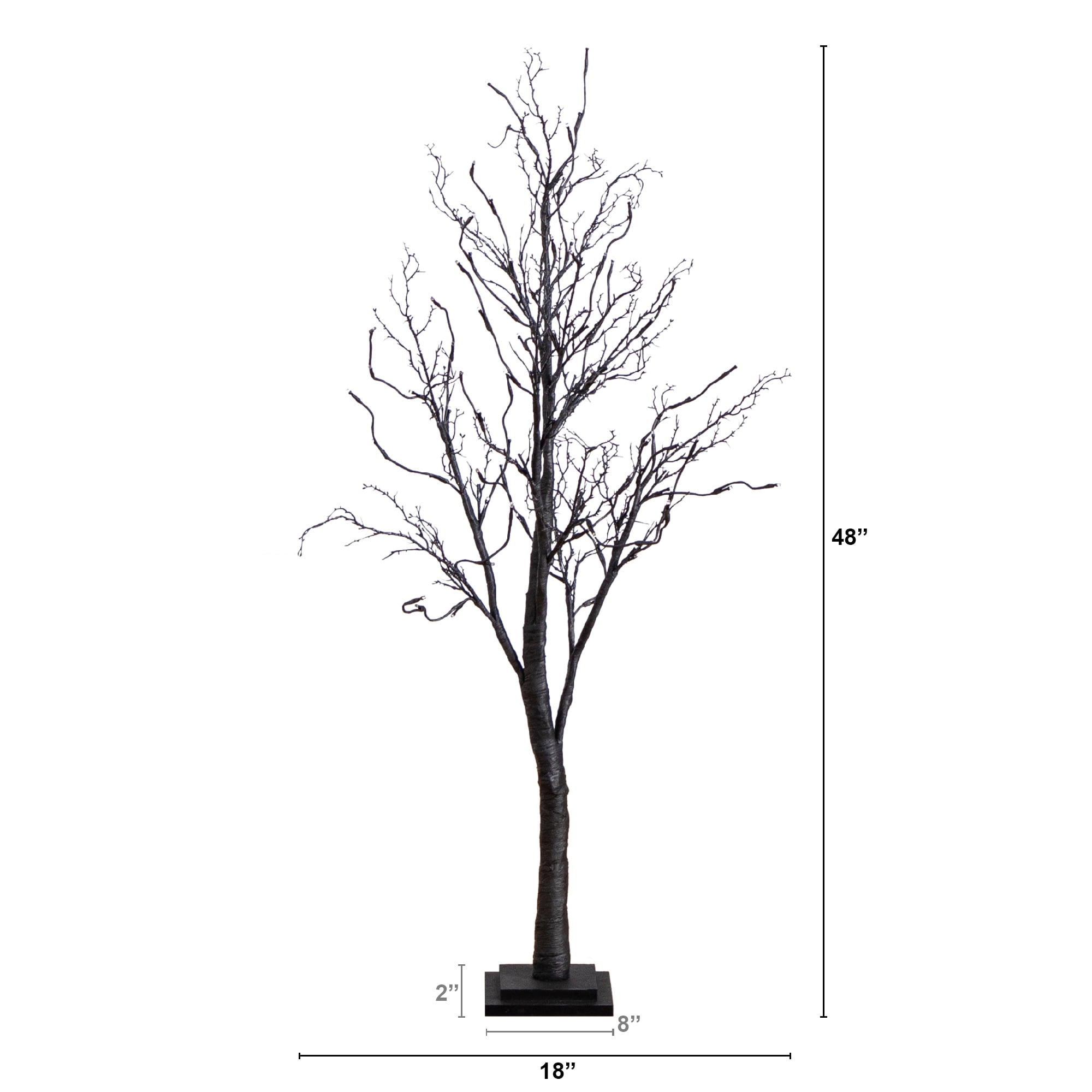Nearly Natural 4ft. Pre-Lit Halloween Deluxe Black Twig Artificial Fall Tree with 81 Orange and Purple LED Lights