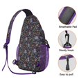 thumbnail image 3 of Sling Backpack,Dark Blue Christmas Nutcracker Pattern Sling Bag with Water Bottle Holder,Waterproof Sling Bag for Men/Women with Headphone Jack for Hiking,Travel, 3 of 6