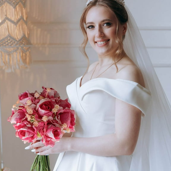 zhmrfg Rose Bouquet Artificial Flower 26cm, Lifelike Vibrant Well-Made Fake Roses, Versatile Decor for Home Decoration Wedding Bouquet Rose Wall Office Shop Garden Centerpieces Fits Vases