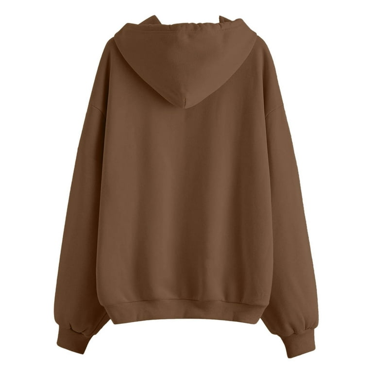 パーカー・フーディ HUECLOSET Lettering Long Sleeve Hood SE318 Huesdet Womens Zip Up Hoodie Jacket Long Sleeve Hooded