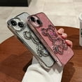 thumbnail image 4 of 6D Electroplated for iPhone 13 Case for Women Girls Luxury Liquid Quicksand Case with Camera Protector Glitter Sparkly Bear Slim Shockproof Rubber Protecive Case (Pink), 4 of 11