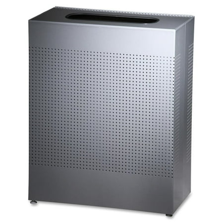 Rubbermaid Commercial Products 40 Gallon Designer Line Silhouettes Square Steel Receptacle in Silver