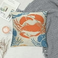 thumbnail image 2 of Applique Crab with Print Coral Coastal Poly Filled Decorative Pillow,  Sea Shell, 2 of 5