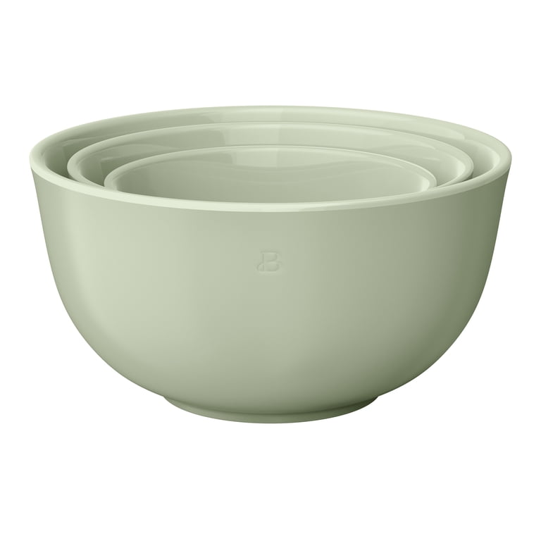 Beautiful by Drew Barrymore 3-Piece Stoneware Nesting Mixing Bowls, Sage Green photo 1
