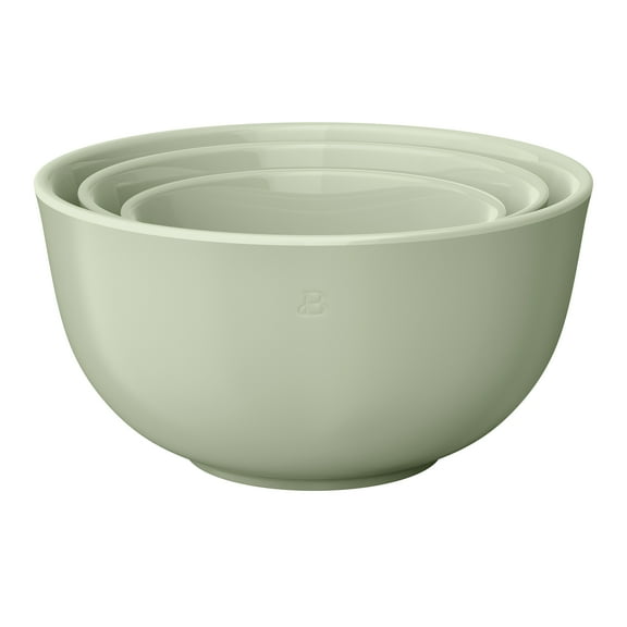 Beautiful 3-Piece Stoneware Nesting Mixing Bowl Set,Sage Green by Drew Barrymore