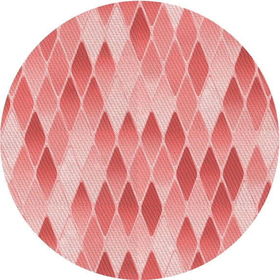 Ahgly Company Machine Washable Indoor Round Transitional Pastel Pink Area Rugs, 8' Round