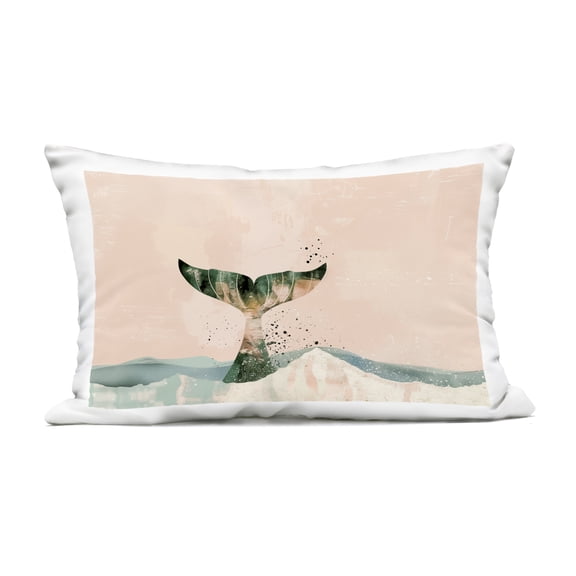 Stupell Industries Pink Abstract Whale Tail Design by Arlington Prints Outdoor Printed Pillow
