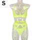 thumbnail image 1 of Conjunto de ropa interior de encaje de 3 piezas para mujer, sujetador sexy, bragas, liguero, verde fluorescente, S tholdsy XX000052-07, 1 of 7