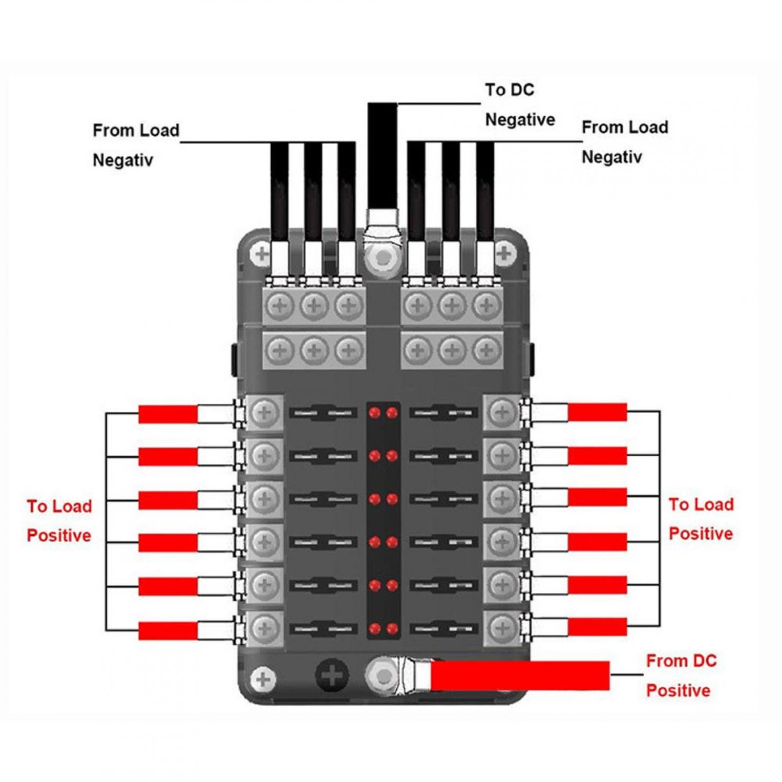 12 Way 24pcs Blade Fuse with LED Indicator 32V Fuse Holder Box Block Accessory Fuse Block for Car Truck Boat Fuse Box