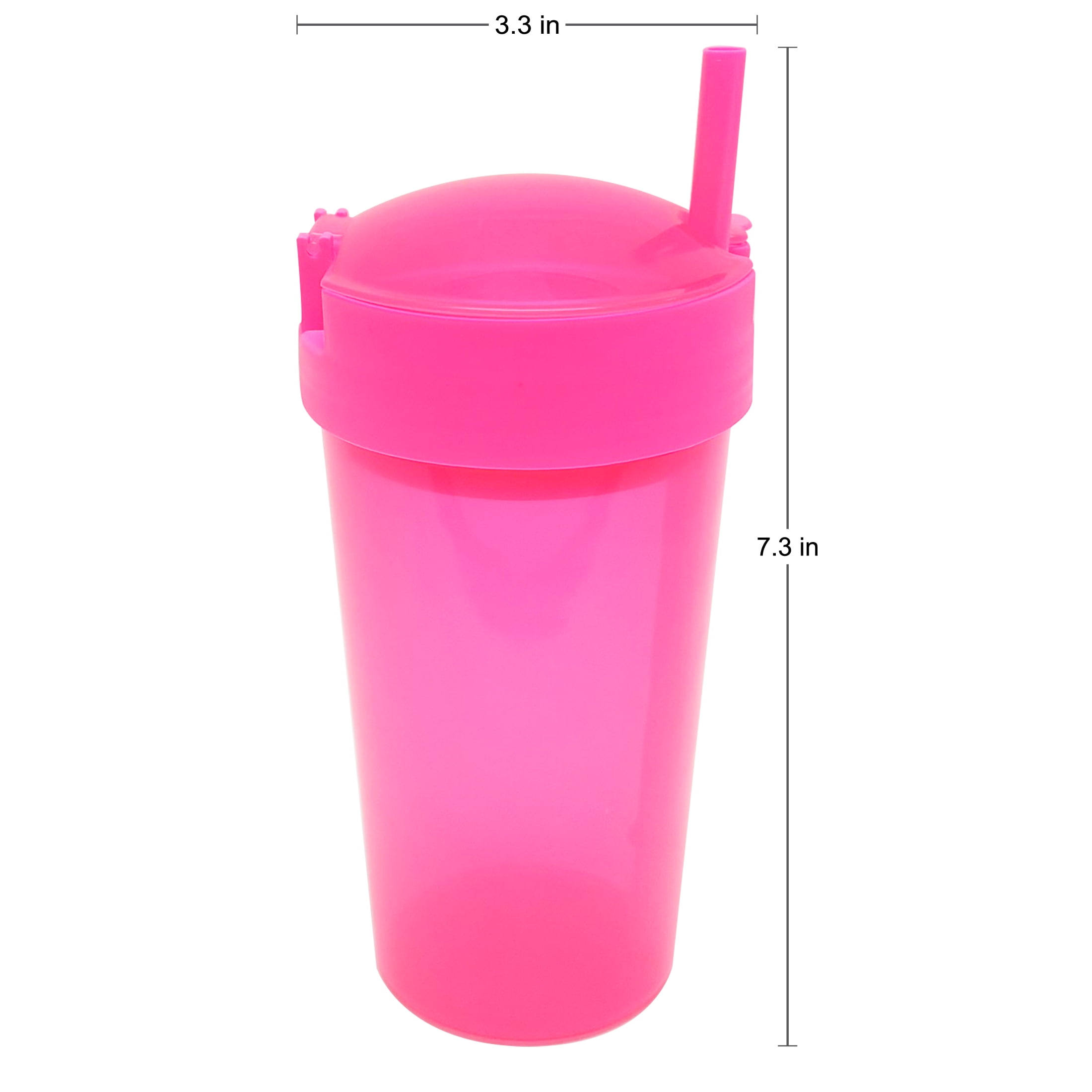 YourZone Hydration 14 oz Pink Polypropylene Snack Tumbler with Straw