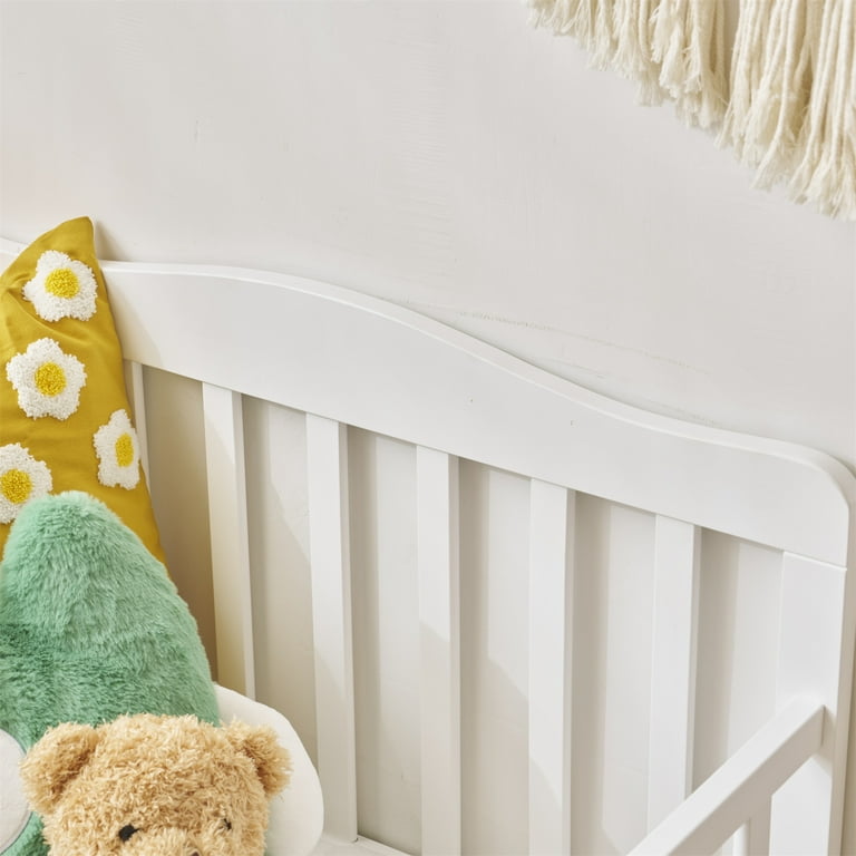 Ktaxon Wooden Toddler Bed, Safety Guardrails, Contemporary Design