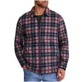 thumbnail image 2 of Handshe Men's Casual Jacket, Loose Fit Plush Fleece Lined Thick Flannel with Zipper Pockets, Long Sleeve Turn-Down Collar Coat for Daily Wear and Outdoor Activities, 2 of 4