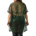 thumbnail image 4 of DARING DIVA Women's Plus Size See Through Holographic Long Blouse 1X Purple Green, 4 of 6