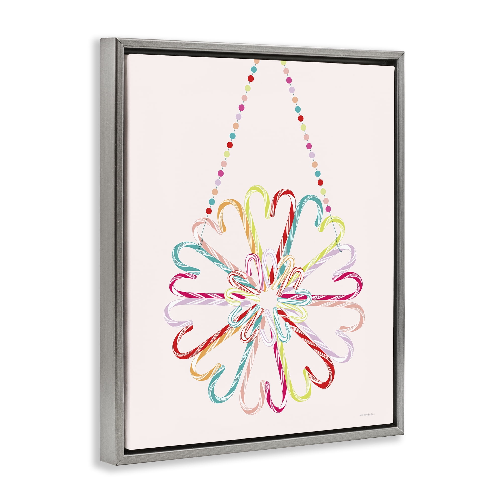 Stupell Industries Candy Cane Shapes Food & Beverage Painting Gray Floater Framed Art Print Wall Art, 25 x 31
