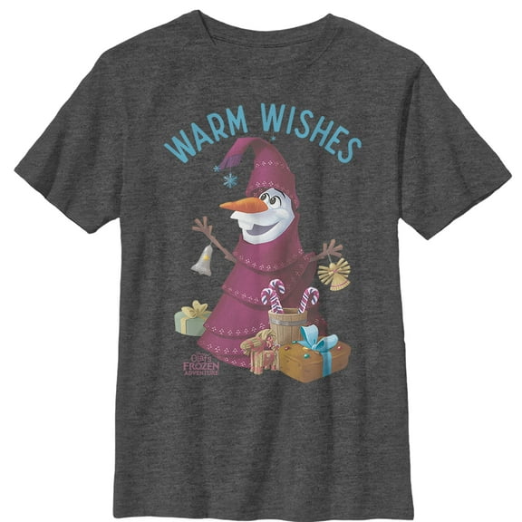 Boy's Frozen Christmas Olaf Wishes Graphic Tee Charcoal Heather Small
