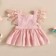 thumbnail image 2 of Enfants Filles Princesse Robe Couleur Unie Mouche Robe Manches, 2 of 8
