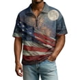 thumbnail image 5 of 4th of July 250th Anniversary Men's Patriotic Zip Short Sleeve Polo Shirt, 1776-2026 Flag Print, Quarter-Zip Collar Commemorative Events Summer Casual Going Out Tops Dark Blue L, 5 of 9
