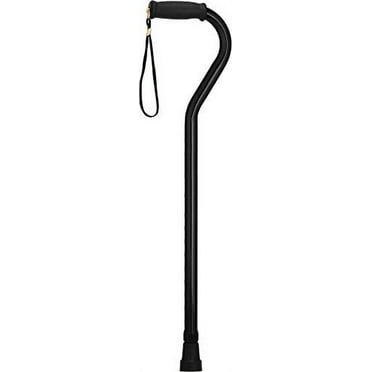 NOVA Heavy Duty Walking Cane with Offset Handle, 500 lb. Weight Capacity, Bariatric & Lightweight Adjustable Walking Stick with Carrying Strap, Black