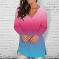 thumbnail image 6 of MRULIC womens t shirts Women's Summer Fashion Casual Long Sleeve Tie-dye V-Neck Tops T-shirt Blouse Womens t shirts Hot Pink + XXL, 6 of 8