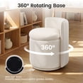 thumbnail image 4 of COOLHUT Vanity Chair, Upholstered Vanity Stool with Storage, Velvet Swivel Accent Chair, No Assembly Small Accent Stool, Makeup Chair for Bedroom, Living Room and Dressing Area, White, 4 of 11