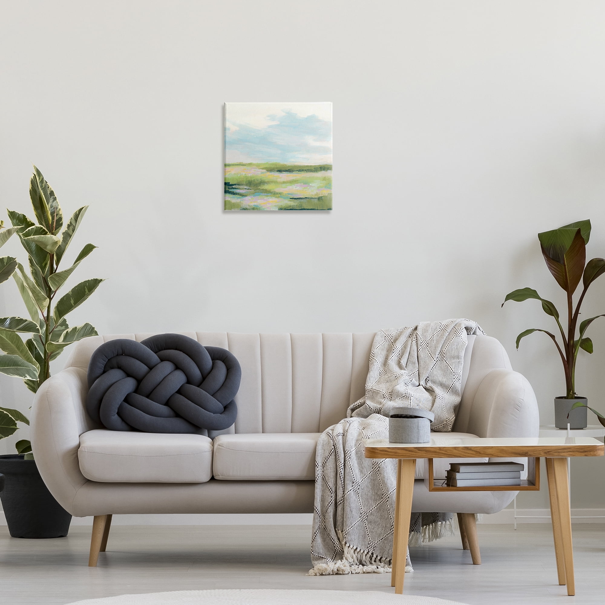 Stupell Industries Brushed Meadow & Sky Landscape & Nature Painting Wrapped Canvas Art Print Wall Art, 17 x 17