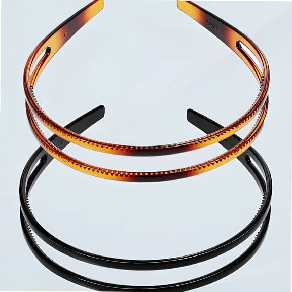 TUWAFE Hard Plastic Headbands Double Row Hair Hoops No Slip Hair Bands with Teeth for Women,2Pcs Headband with Teeth