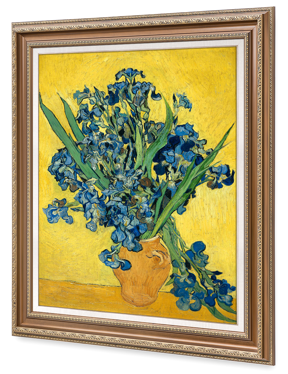 DECORARTS Irises Vase Flower, Vincent Van Gogh Art Reproduction. Acid  Free Cotton Canvas Giclee Print w/ Bronze FrameMat for Wall Decor. Framed  Size: 35x29 in