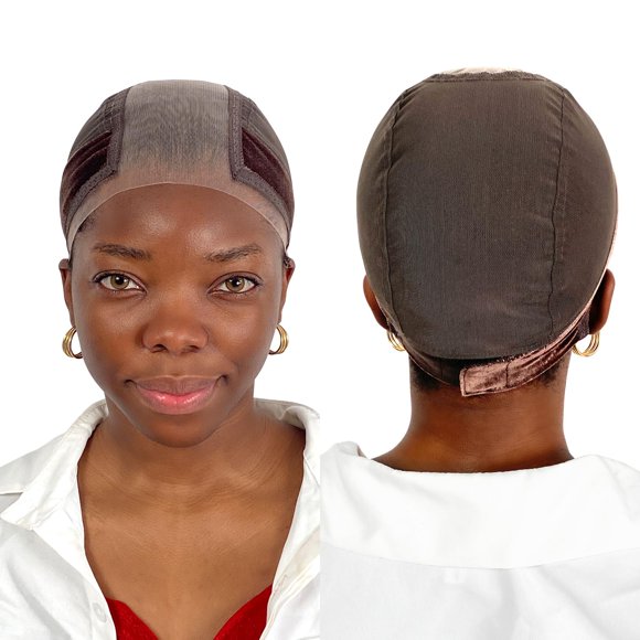 LAB HAIRS Bonnet de Perruque avec Bande de Préhension pour Maintenir les Perruques en Place, Bonnet Plus Grand Transparent pour Perruques en Dentelle - Bonnet Antidérapant Marron/noir/nude pour une Perruque Sans Colle (Marron-m)