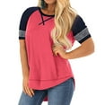 thumbnail image 4 of Women Plus Size tops Summer t shirts Tunic for Women Crew Neck Short Sleeve Flowy Oversized T Shirts Blouse Pink 24 Plus, 4 of 5