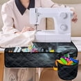 thumbnail image 4 of HELLHERO Durable Sewing Machine Mat with Storage Cylinder Protective Mat Store Bobbins Thread Small Scissors Sewing Machine Organizer Mat for Family Mom Wife, Fall Black Cat Pattern, 4 of 5