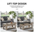 Modern 38.6" Wood Lift Top Coffee Table with Lower Shelf, Rustic Gray