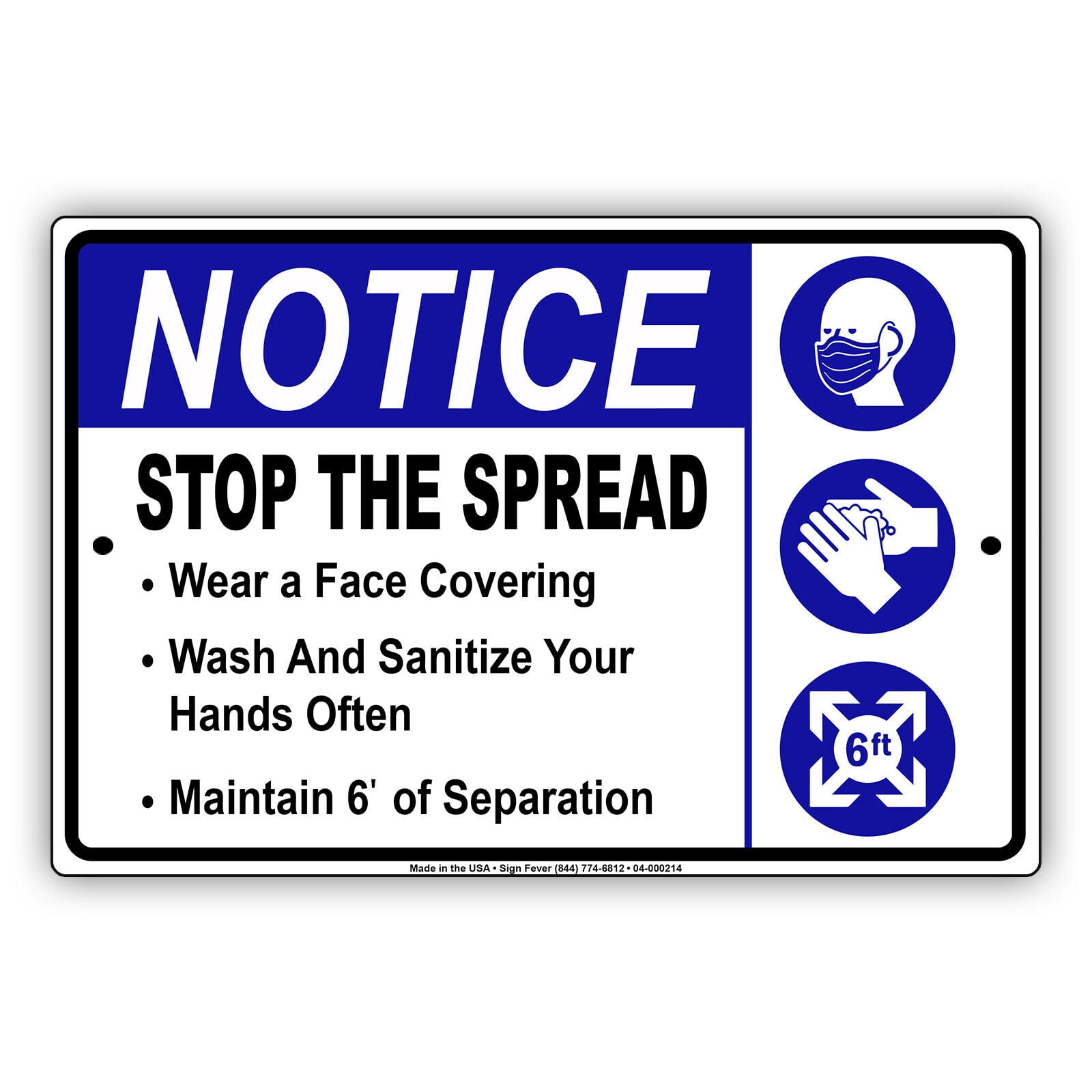 Notice Stop The Spread Social Distancing Safety Precautions Indoor ...