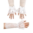 thumbnail image 4 of Avidlove Women Ruffle Bow Lace Gloves Fingerless Mid Elbow Sleeve Costume Wedding Opera Tea Party Prom Cosplay Gothic, 4 of 5
