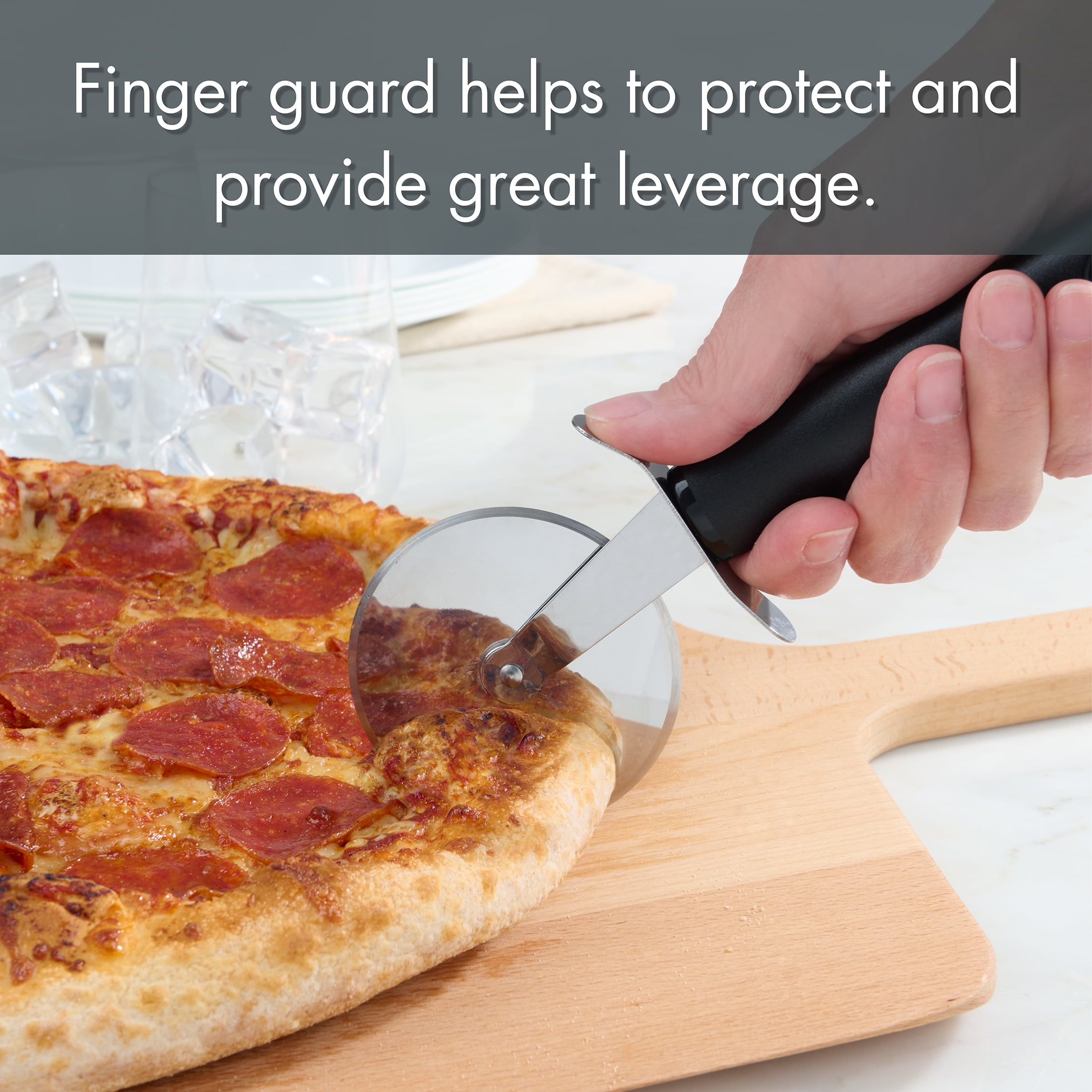 Mainstays 3in Ergonomic Lightweight Wheel Stainless Steel Pizza Cutter, Black