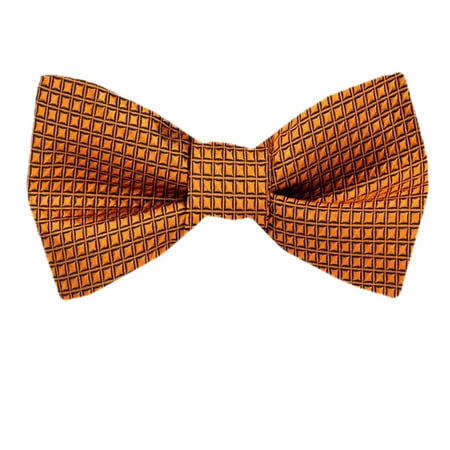 Circle Silk Tie - Mens Orange Silk Self Tie Bow Tie