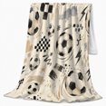 thumbnail image 2 of Energetic Soccer Balls Motion Lines Playful Art, Playful Artistic Scene, Warm Flannel Blanket for Home Library and Reading Nook, Art Lovers Thanksgiving Gift, Artistic Home Decor, 2 of 9