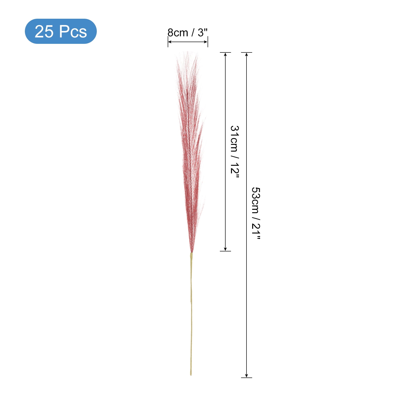 Unique Bargains Faux Pampas Grass Artificial Fake Dried Grass Decor for Home Red
