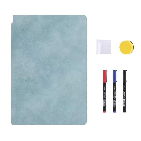 Whiteboard Notebook, Dry Erase Whiteboard, Reusable Folding White Board Double Sided Handheld Whiteboard, Double Side Writing Board Include a Wipeable Pen and Rag, 9.53x6.54 Inch, Light Blue