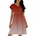 thumbnail image 4 of ClodeEU Women's Ombre Flutter Sleeve V Neck Cinched Waist Dress ,Solid Color Casual Midi Dress Pink,Womens Plus XXL, 4 of 5
