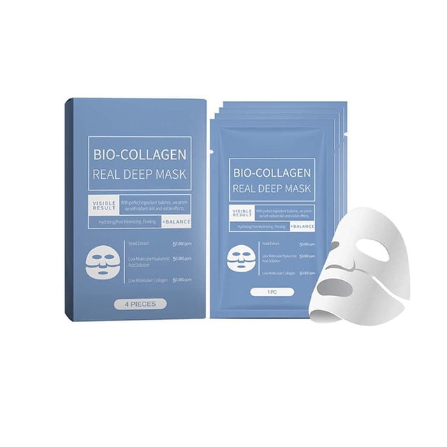 EZLIFE Mascarilla facial de colágeno antiarrugas, hidratante, antienvejecimiento, reparadora, iluminadora, Ca (ь E4O6