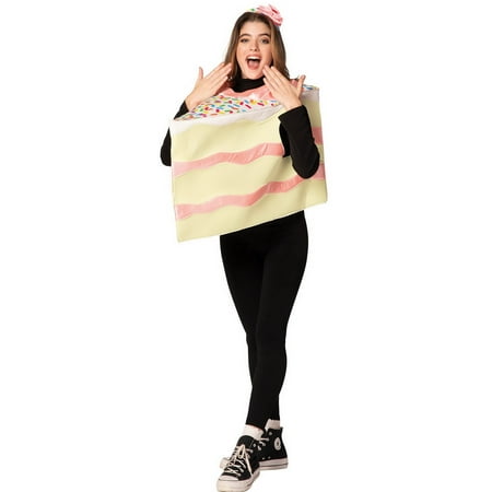 Rasta Imposta Slice Of Pink Birthday Celebration Cake Adult Costume, Pink and White, One Size