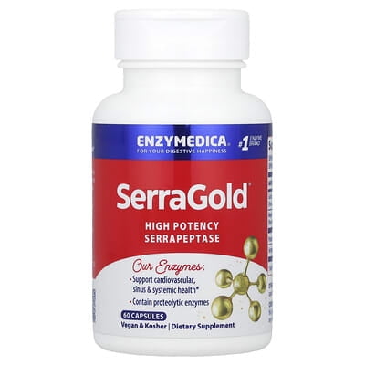 Enzymedica, SerraGold, High-Potency Serrapeptase Enzyme Supplement, Supports Respiratory, Heart & Immune Function, 60 Count