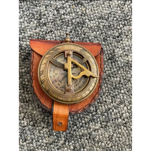 Antique Brass Compass Sundial Navigation Ship Pocket Compass Vintage Gift