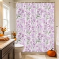 thumbnail image 3 of Pink Purple Spring Floral Shower Curtain Set - 48" x 72" Washable Bathtub Curtain with 12 Hooks, Green Botanical Wildflower Blossoms Waterproof Fabric Stall Shower Curtains for Bathroom Décor, 3 of 8