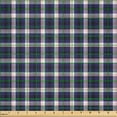 thumbnail image 2 of Ambesonne Navy Fabric by the Yard Microfiber, Vintage Plaid Pattern Ornament, 3 Yards, Dark Indigo Mauve and Pink, 2 of 2