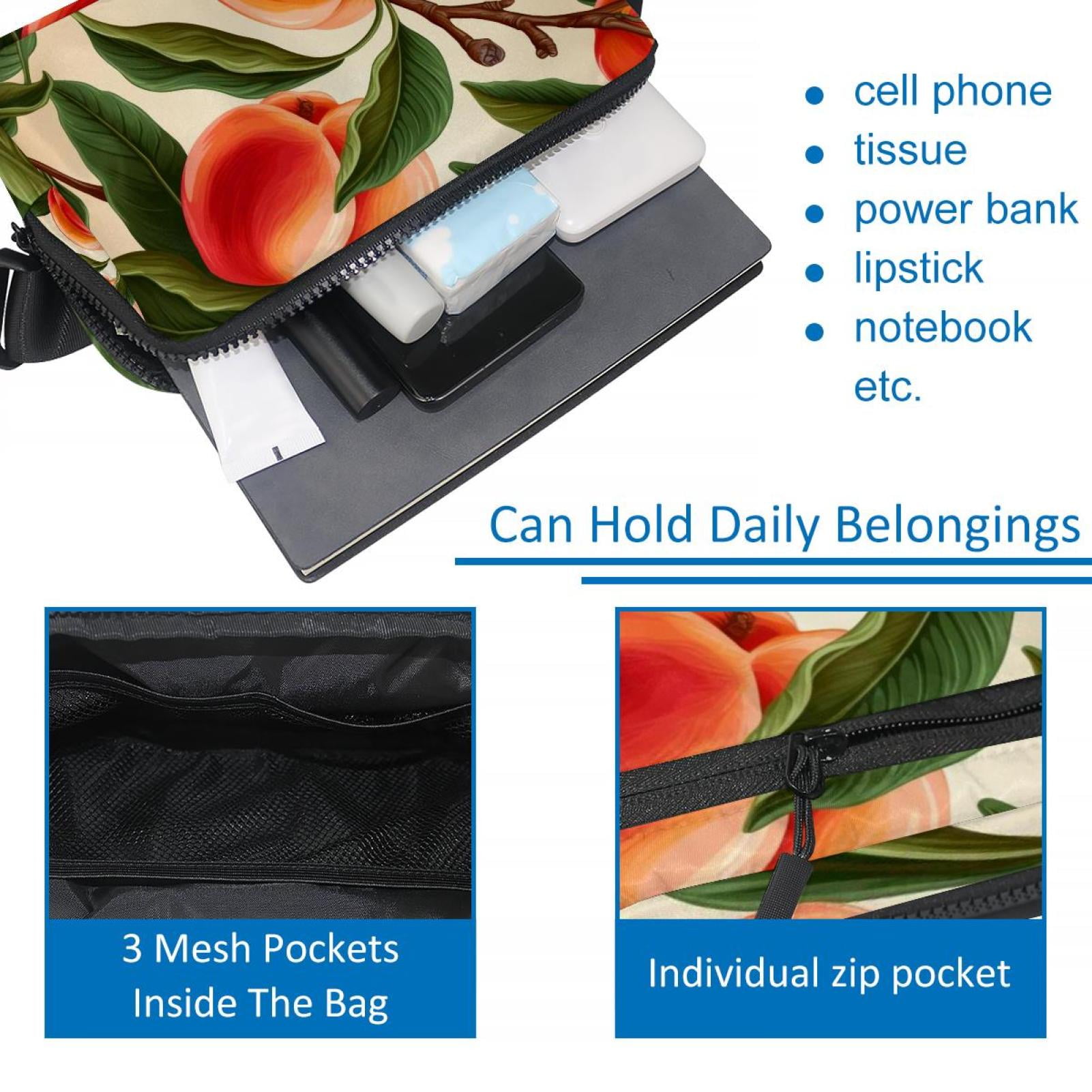 Peaches Lightweight Adjustable Crossbody Fanny Sling Bag with Extension Strap Unisex