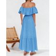 thumbnail image 4 of Vestido ZESICA para mujer 2025, verano, hombros descubiertos, volantes, azul, 4 of 6