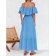 thumbnail image 4 of Vestido ZESICA 2025 de verano con hombros descubiertos bordado con volantes, azul, 4 of 6