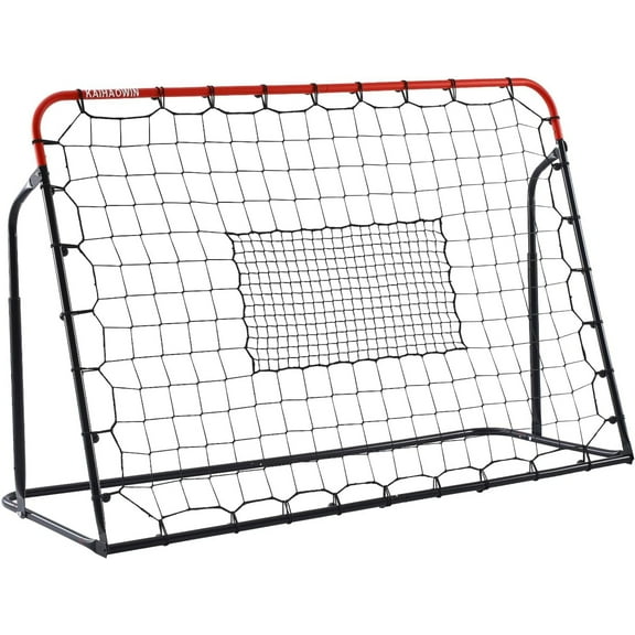 KAIHAOWIN Soccer Rebound Net – 6'x4' Adjustable Angle Steel Soccer Rebounder for Backyard Training, Football, Volleyball, and More